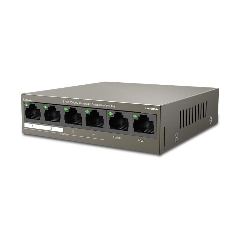 IP-COM F1106P-4-63W 4 PORT 10/100+2X10/100 UPLINK METAL KASA 58W POE SWITCH