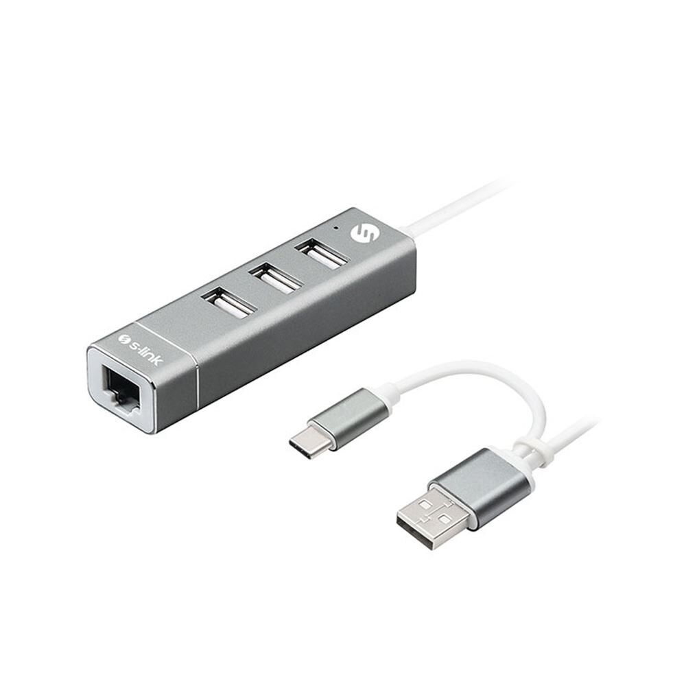 S-link SW-U222 10/100Mbps Type-C & USB 2.0 Usb Ethernet Dönüştürücü Çevirici Adaptör