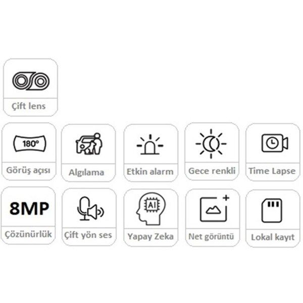 REOLINK 8MP Panoramik 3.2mm 180° Çift Lensli Wıfı Kablosuz IP Kamera Duo 2