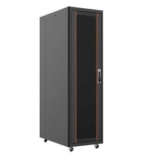 AGER 26U 600x1000mm Dikili Tip Siyah Kabinet Vega AG-VB26U6010S1 Cam Kapak