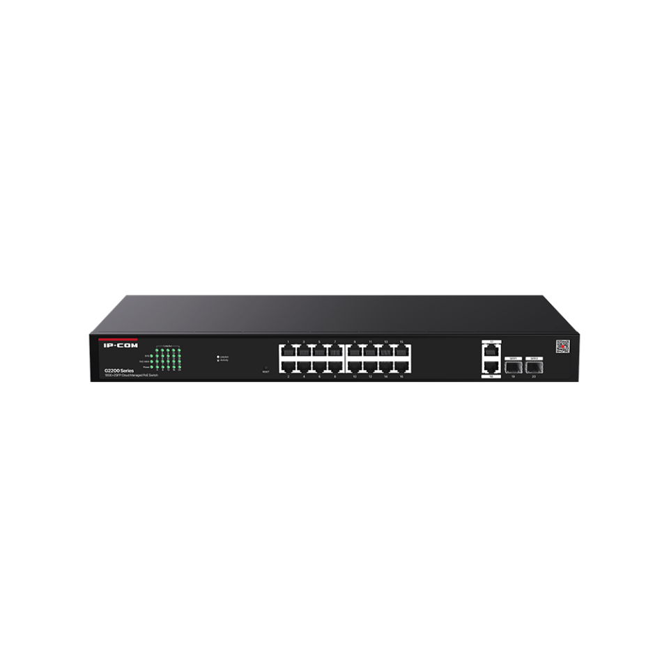 IP-COM G2220P-16-250W 16 PORT GIGABIT+2XRJ45/SFP UPLINK 250W POE CLOUD YÖNETİLEBİLİR RACKMOUNT SWITCH