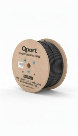 Qport Q-CATFULL 23AWG CAT6 500mt LSZH Outdoor %100 Bakır Siyah Kablo