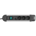 S-LINK Swapp SPGKS03 1.5m 3G1.5mm2 900 Joule 3-lü Akım Kor. Gri Priz Çoklayıcı
