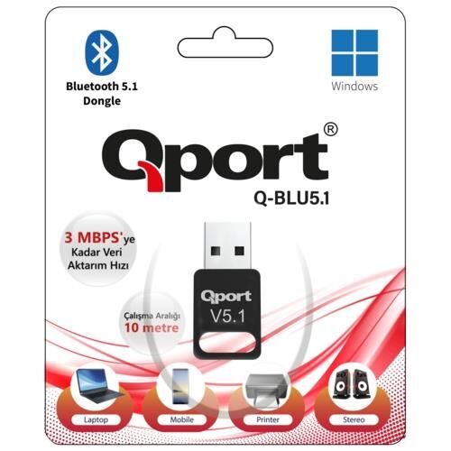 Qport Q-BLU5 Bluetooth 5.1 Adaptör