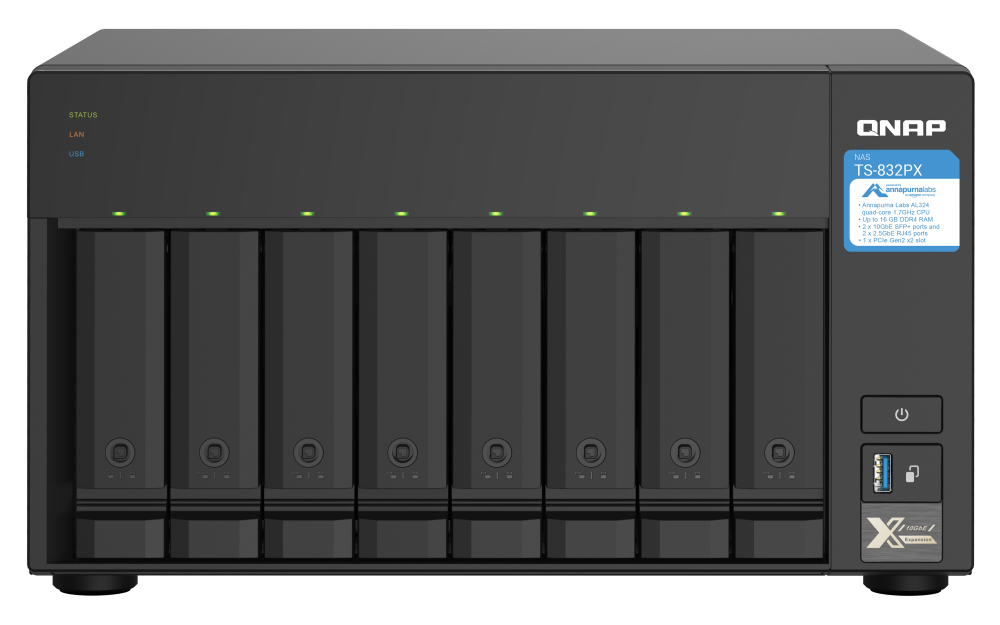 QNAP TS-832PX-4GB RAM 8 Hdd Yuvalı Tower NAS