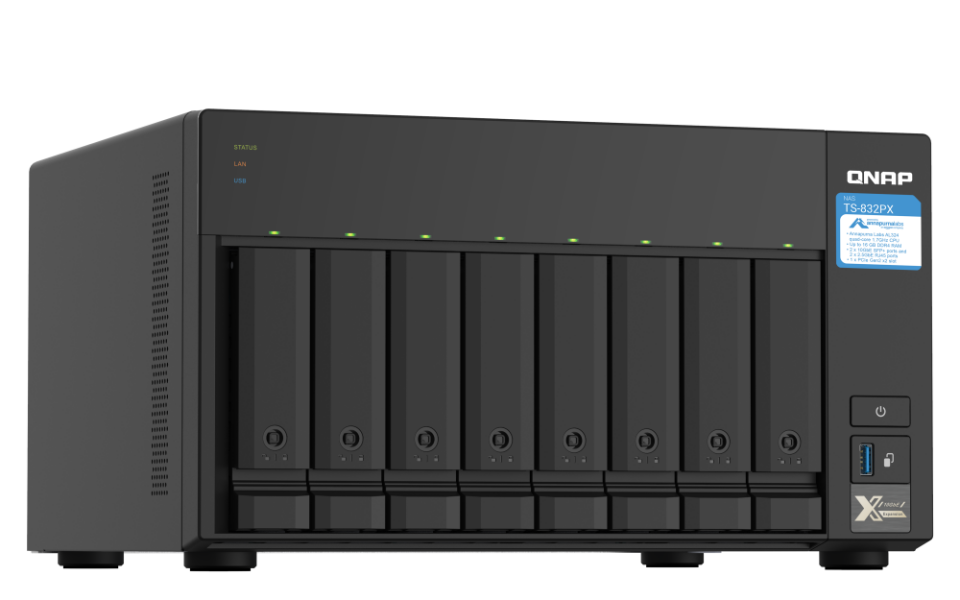 QNAP TS-832PX-4GB RAM 8 Hdd Yuvalı Tower NAS