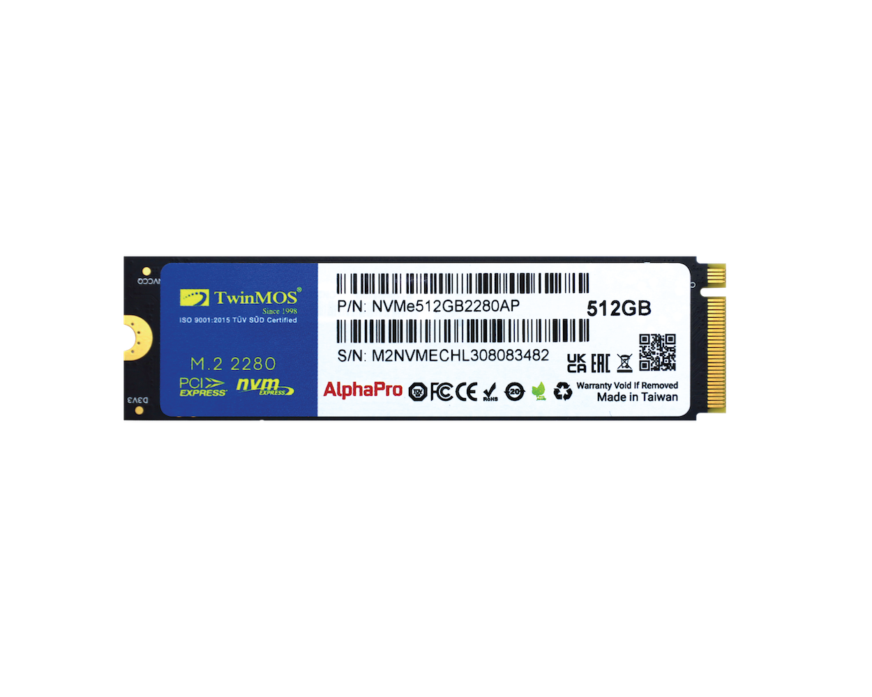 TwinMOS 512GB m.2 NVMe SSD NVMe512GB2280AP