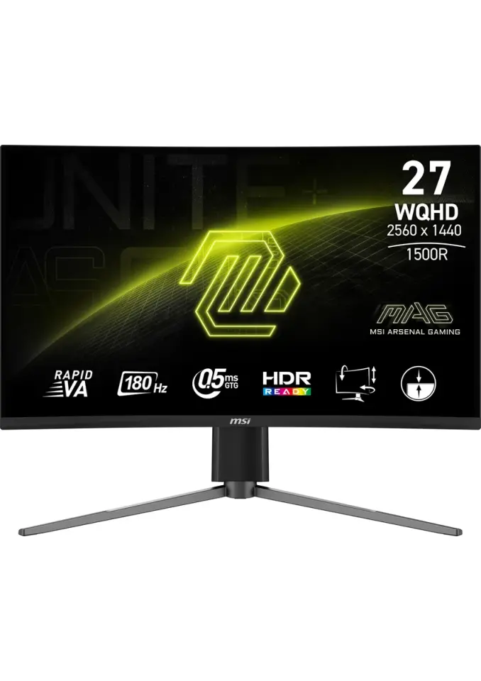 MSI 27'' MAG 27CQ6PF Curved 1500R RAPID VA 0.5ms FreeSync Siyah WQHD Monitör
