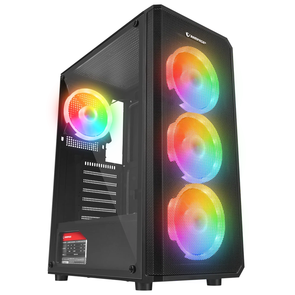 Rampage HELIOS Mesh 650W 80+ Siyah Rainbow ATX Mid-T Gaming Oyuncu Kasası