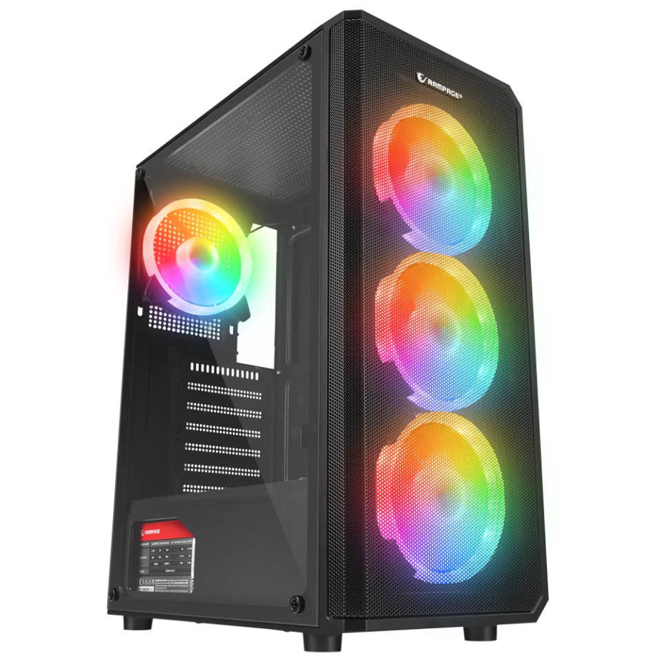 Rampage HELIOS Mesh 650W 80+ Siyah Rainbow ATX Mid-T Gaming Oyuncu Kasası