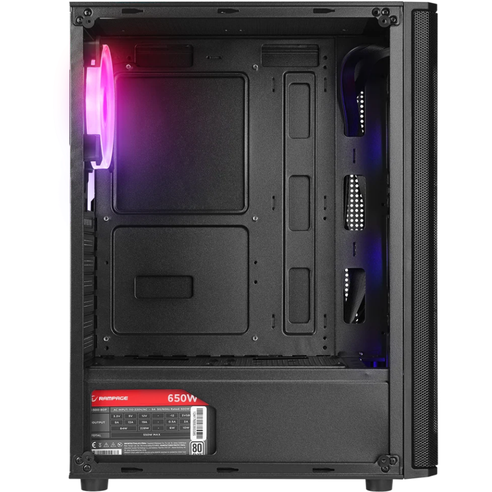 Rampage HELIOS Mesh 650W 80+ Siyah Rainbow ATX Mid-T Gaming Oyuncu Kasası