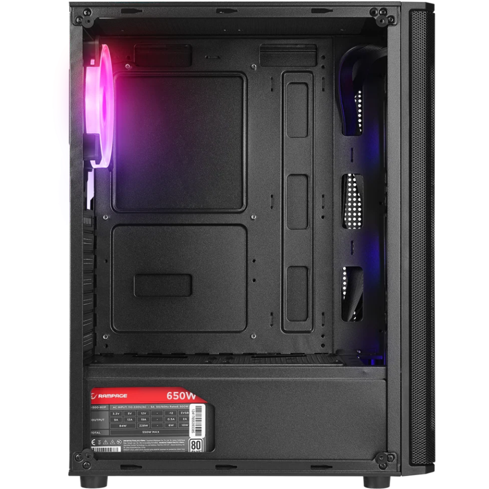 Rampage HELIOS Mesh 650W 80+ Siyah Rainbow ATX Mid-T Gaming Oyuncu Kasası