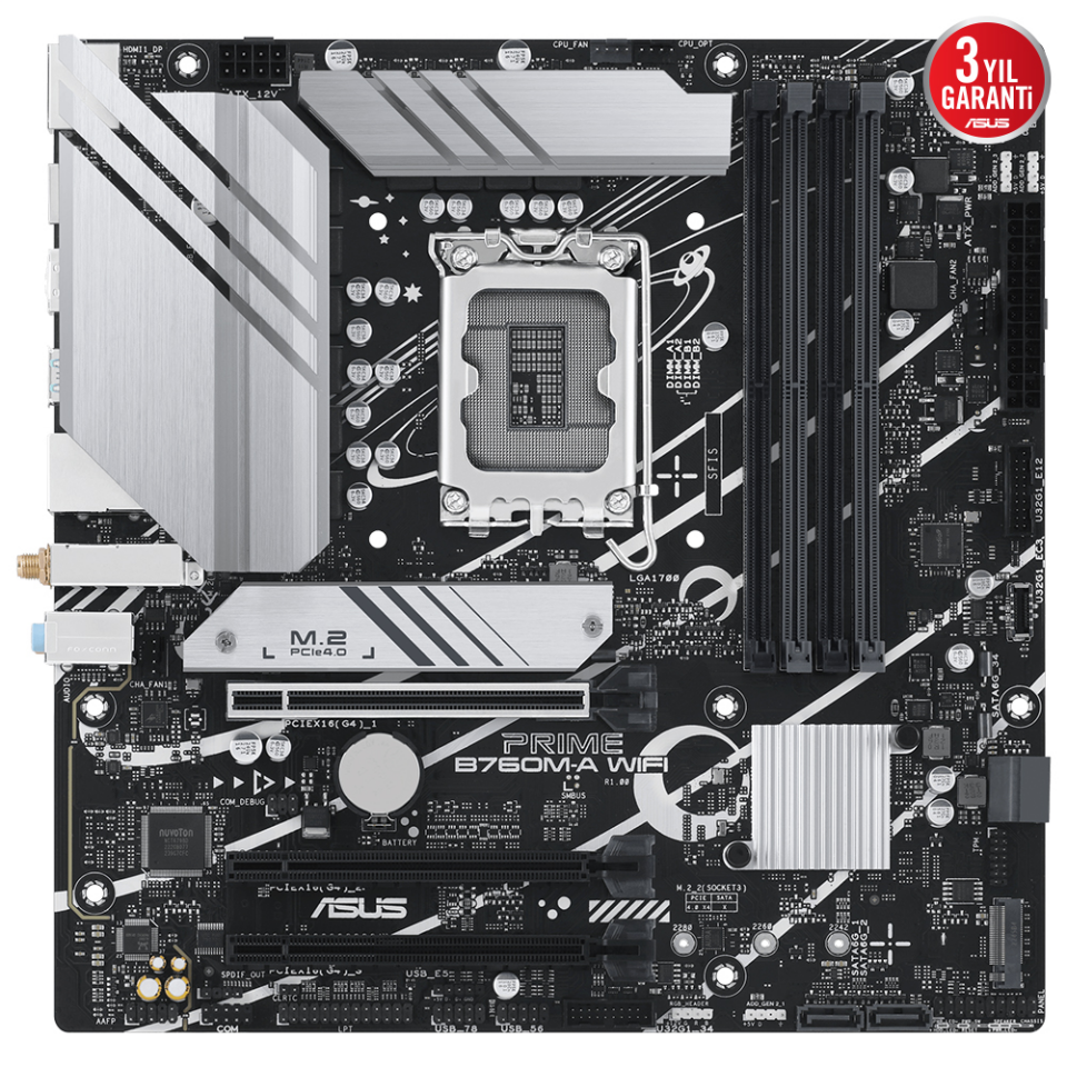 ASUS PRIME B760M-A WIFI-6E DDR5 HDMI DP PCIe 16X v4.0 1700p mATX