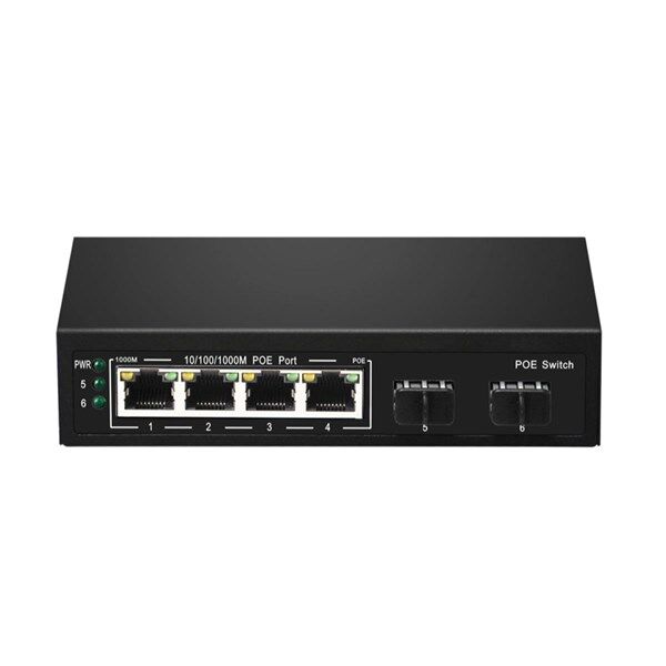 ODS 4port +2 UPLINK 60w FULL PoE 08ODS-4P2S 10/100/1000 2X SFP Yönetilemez Switch