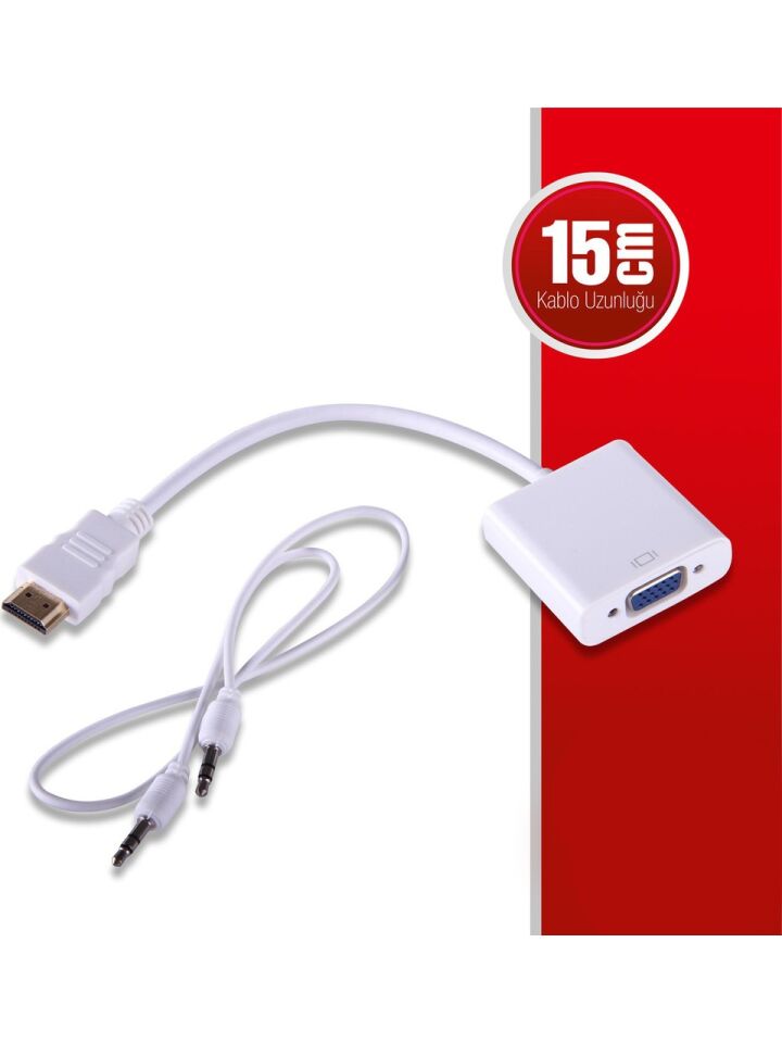 Qport Q-HD-VGJ Hdmi To Vga Çevirici + Ses Girişli + Güç Girişli