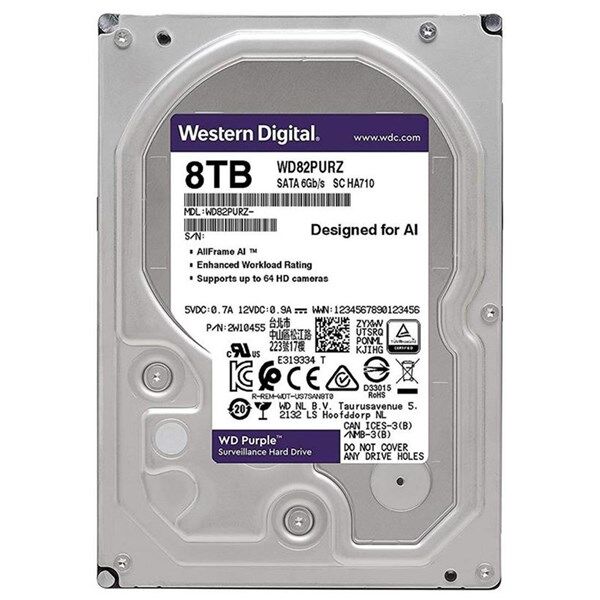 WD 3.5'' 8TB PURPLE WD84PURZ 5400 RPM 128MB SATA-3 Güvenlik Diski