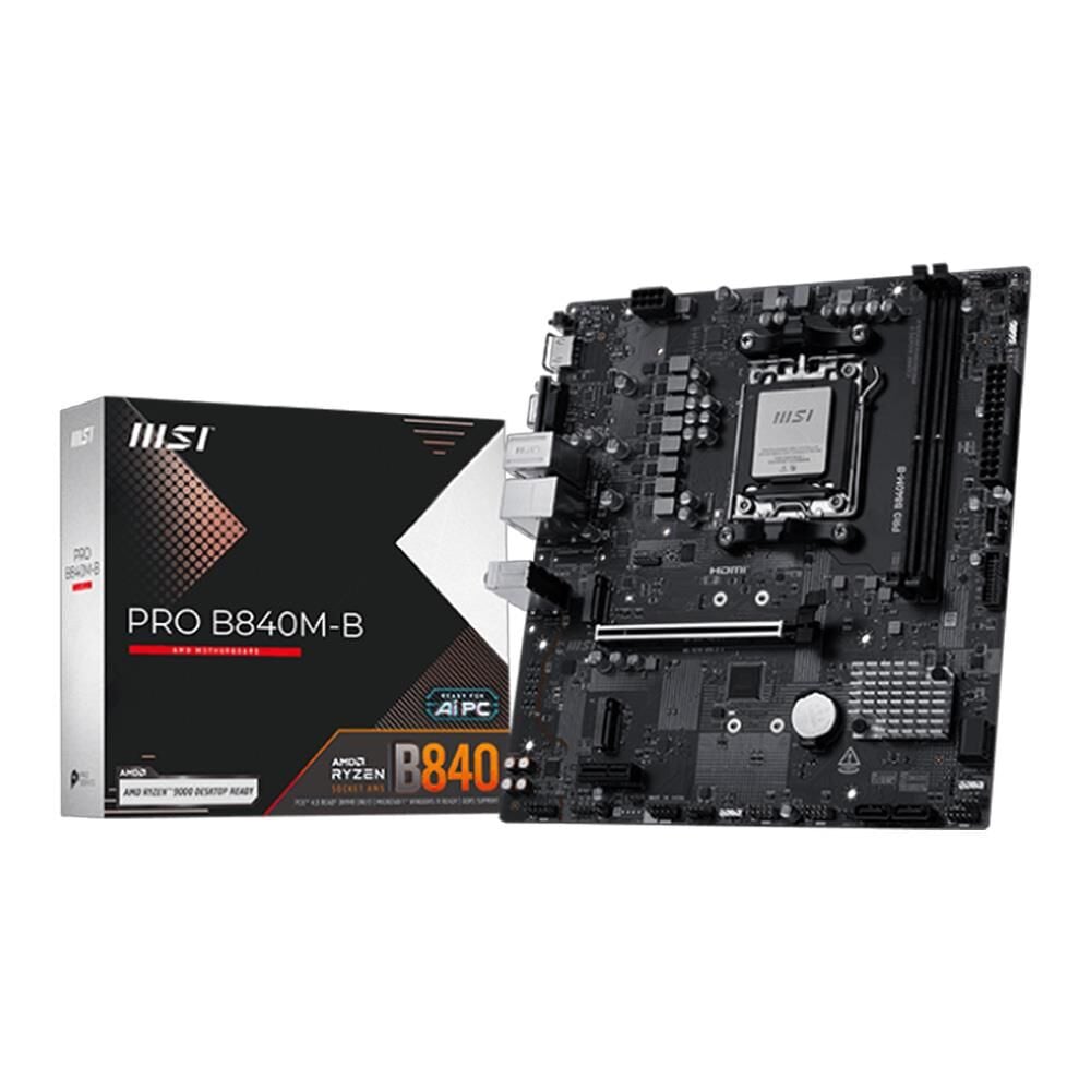 MSI PRO B840M-B DDR5 8000MT/S 1XHDMI 2XM.2 USB-C AM5 MATX (AMD AM5 9000/8000/7000 SERİLERİ İLE UYUMLU)