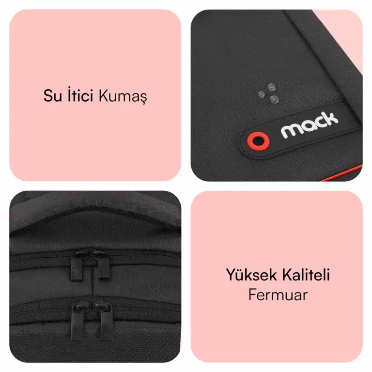 MACK MCC-006 15.6'' Office USB Girişli Notebook Sırt Çantası Siyah