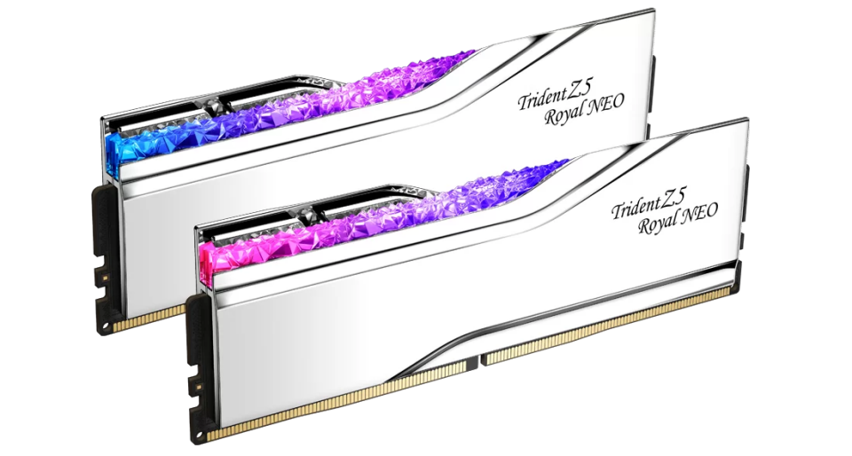 GSKILL 32GB (2X 16GB) DDR5 6000MHZ CL26 DUAL KIT PC RAM TRIDENT Z5 ROYAL NEO SILVER F5-6000J2636H16GX2-TR5NS