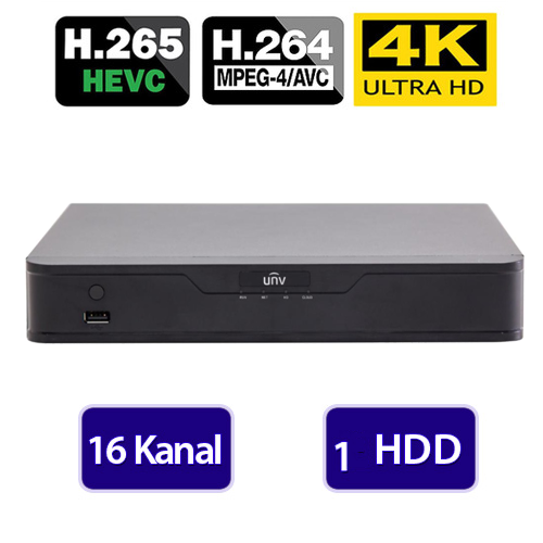 UNV NVR301-16S3 16 Kanal 8MP H.265+ 1 Disk Network Kayıt Cihazı