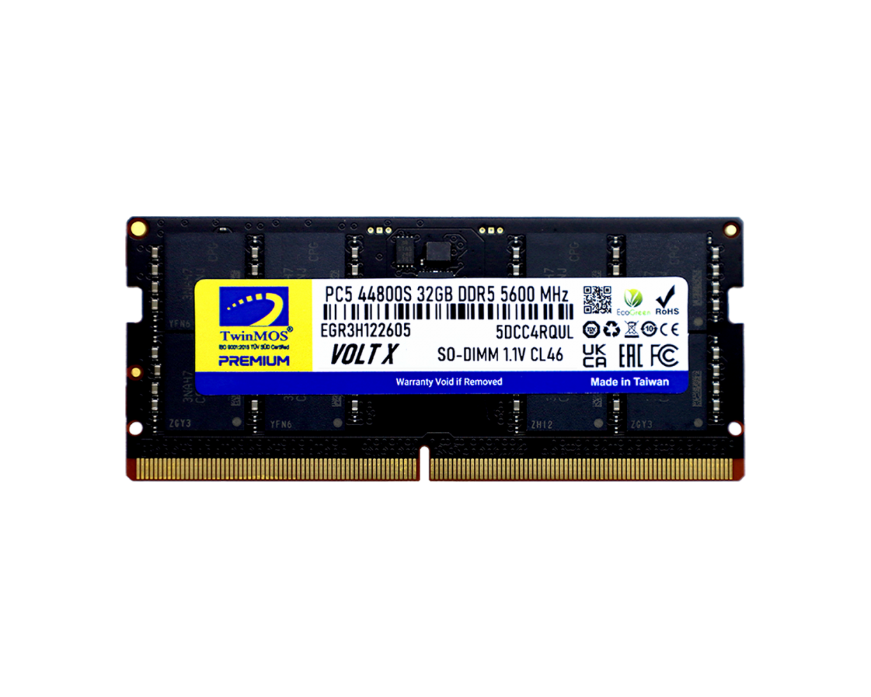 TWINMOS 32GB DDR5 5600MHZ CL46 NOTEBOOK RAM VOLT X TMD532GB5600S46
