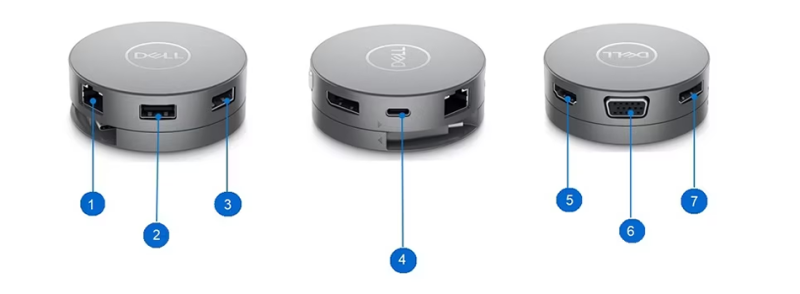 DELL DA310 USB-C 7si 1 ARADA Type-C Çoklu Bağlantı Noktası