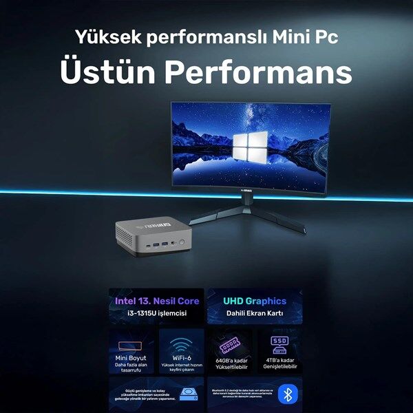 RAXIUS MP AD16 İ3 UHD13-315U001 CORE i3 1315U 32GB RAM 512GB NVME O/B UHD FDOS MINI PC