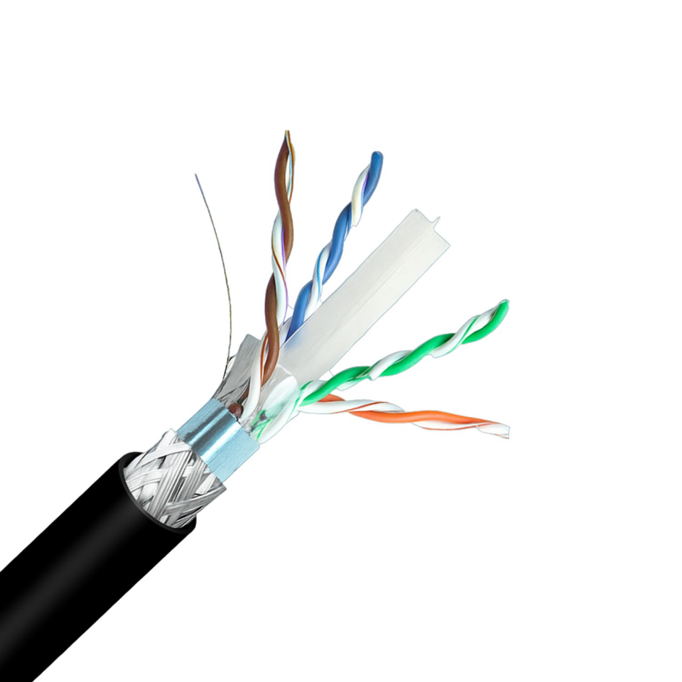 INCA 500metre CAT6 S/FTP 23AWG Siyah Makara Outdoor Makaralı LSZH Kablo 0.50mm ICAT6-500AG