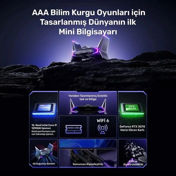 RAXIUS MP M2A İ9 3070-129H001 CORE i9 12900H 16GB RAM 4TB SSD RTX 3070 FDOS MINI PC