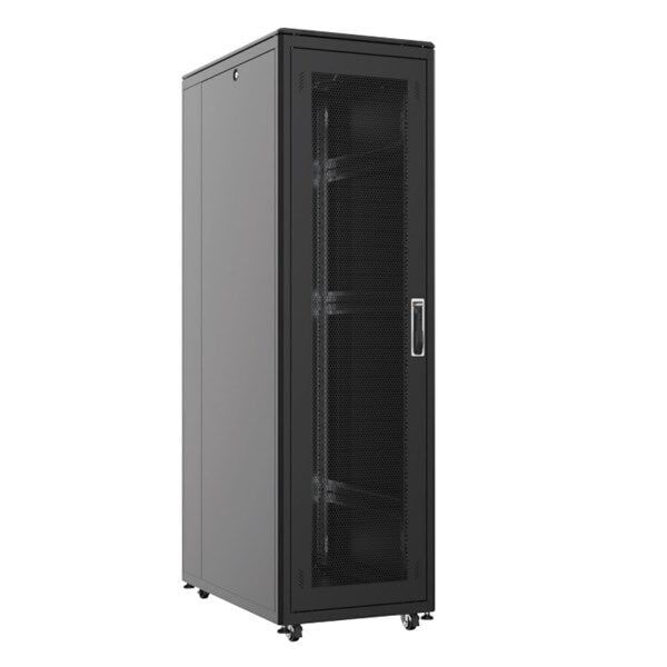 AGER 22u + 2li Fan 600x1000mm Dikili Tip Siyah Kabinet Vega AG-VB22U6010S1 Cam Kapak
