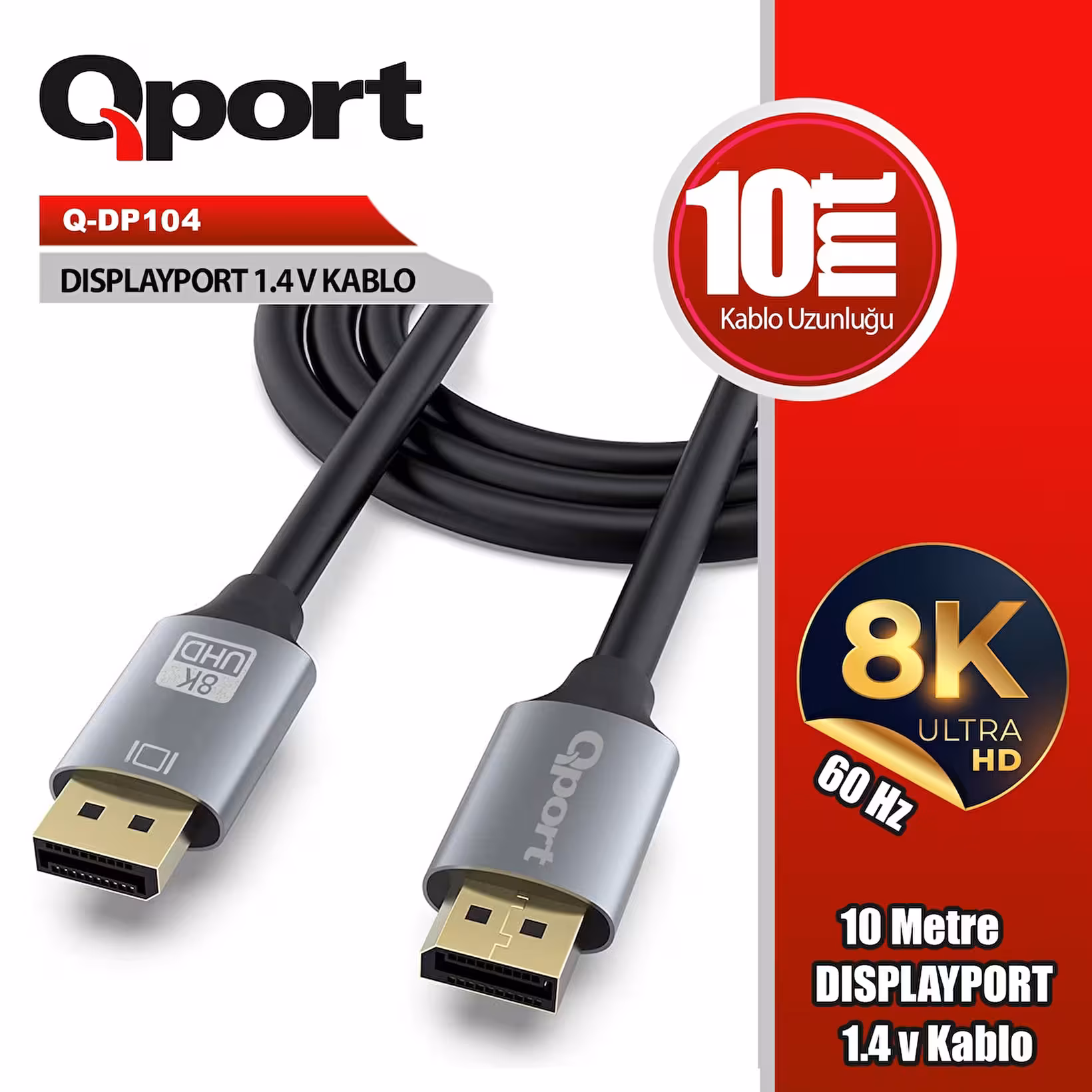 Qport Q-DP104 10m 1.4V Display Port Kablo