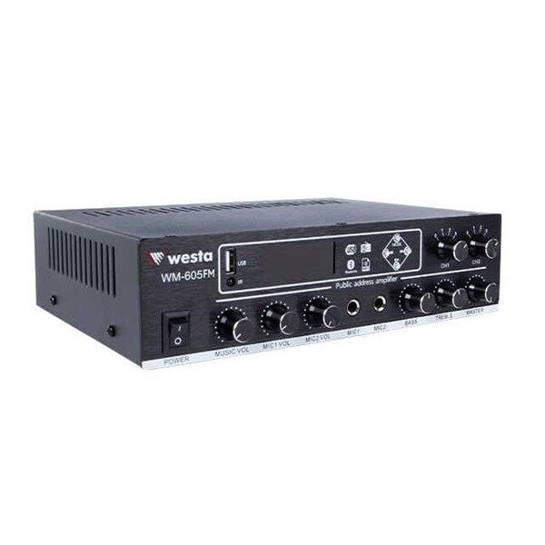 WESTA WM-605FM 100W 2-bölgeli Radyolu 100W/100V Mixer Amfi