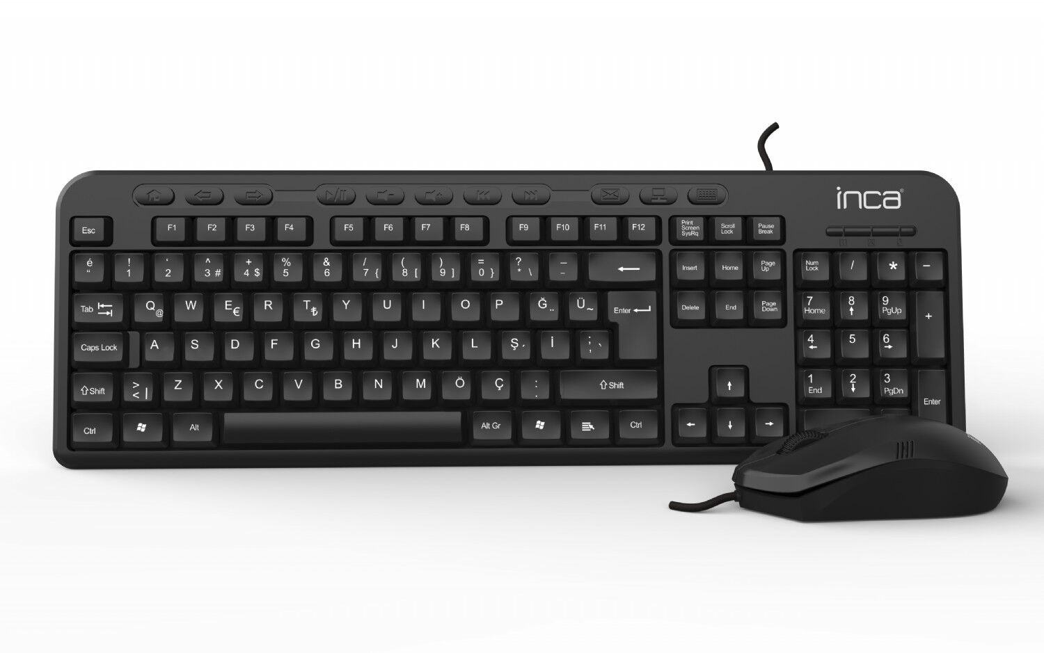 INCA IMK-375T Kablolu USB Q Trk Siyah Klavye - Mouse Set