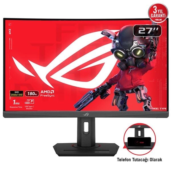 ASUS 27'' IPS ROG STRIX XG27WCS 1MS 180HZ HDMI-DP TYPEC KAVISLI GAMING MONİTÖR 2560X1440