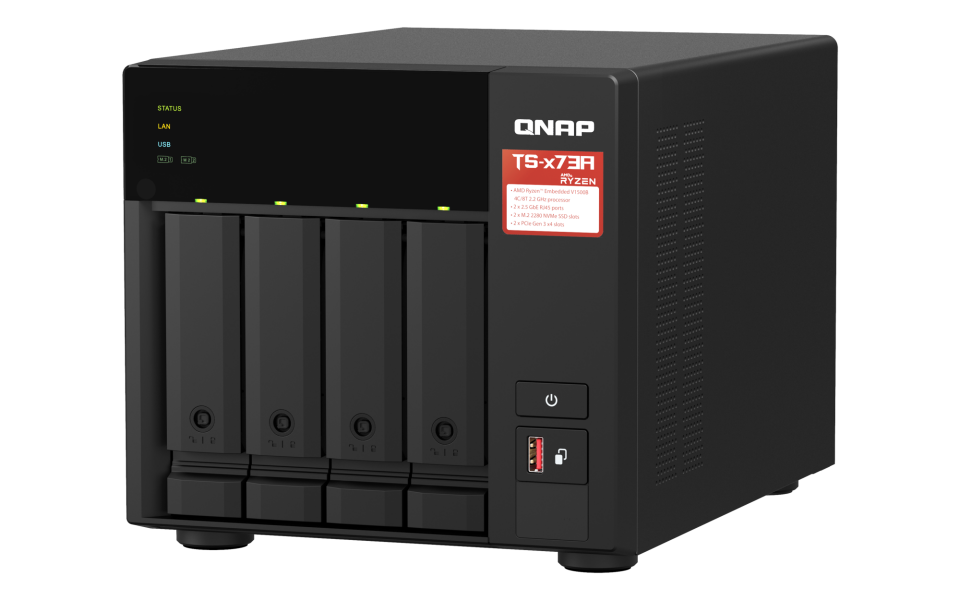 QNAP 4diskli Ryzen V1500B-16GB RAM-2-2.5GbE Nas Server TS-473A (54053)