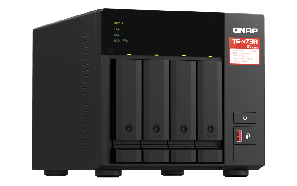 QNAP 4diskli Ryzen V1500B-24GB RAM-2-2.5GbE Nas Server TS-473A (54053)