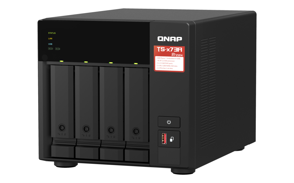 QNAP 4diskli Ryzen V1500B-24GB RAM-2-2.5GbE Nas Server TS-473A (54053)