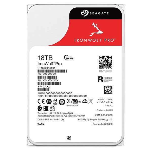 SEAGATE 3.5'' 18TB IRONWOLF PRO ST18000NT001 7200 RPM 256MB SATA-3 NAS Diski
