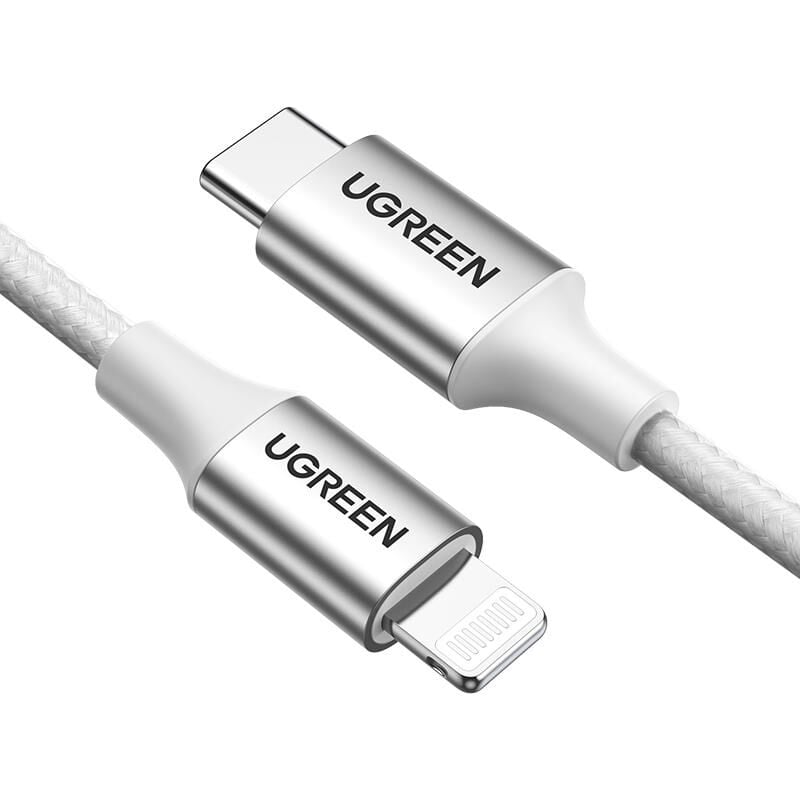 UGREEN TYPE-C TO LIGHTNING 3A  70525 PD MFİ SERTİFİKALI ÖRGÜLÜ HIZLI ŞARJ KABLOSU 2 METRE GÜMÜŞ