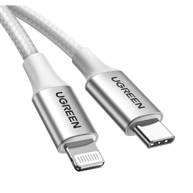 UGREEN TYPE-C TO LIGHTNING 3A  70525 PD MFİ SERTİFİKALI ÖRGÜLÜ HIZLI ŞARJ KABLOSU 2 METRE GÜMÜŞ
