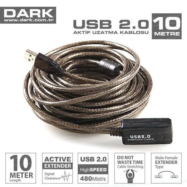 DARK 10METRE DK-CB-USB2EXTL10A USB 2.0 Aktif Uzatma Kablosu