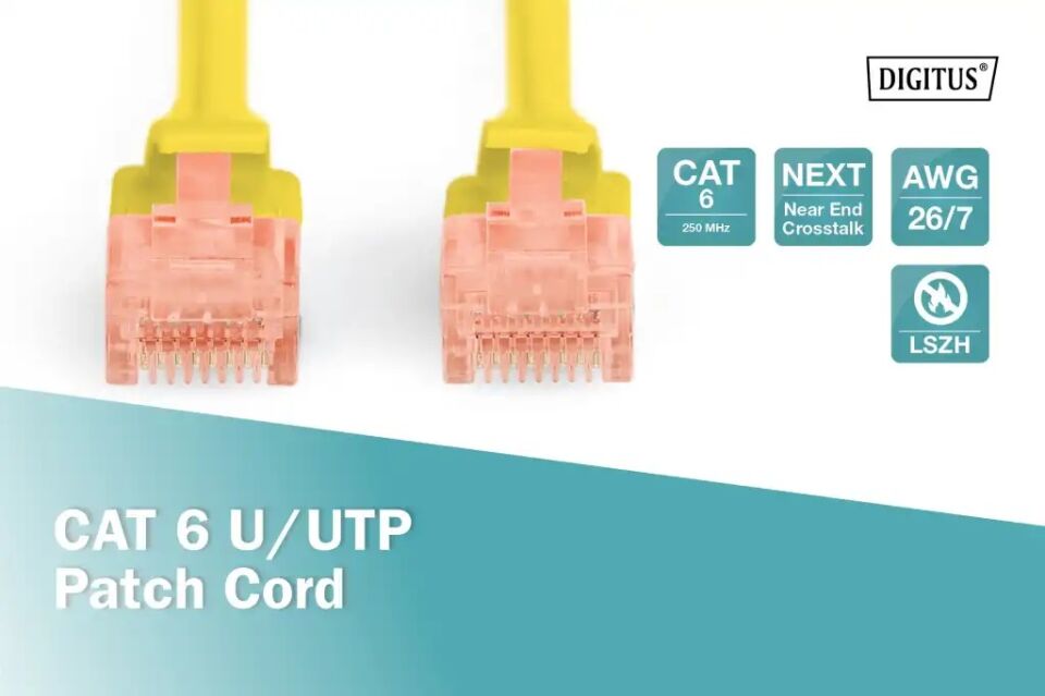 DIGITUS 1metre CAT6 Utp DK-1617-010/Y Sarı Patch Kablo (10'lu Paket)