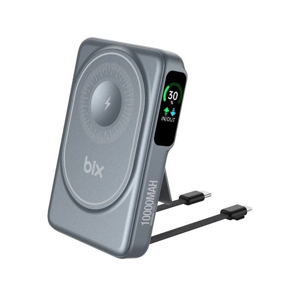 BİX 10000mAh TPB16-GR 6'SI 1 ARADA OLED EKRANLI Gri KABLOSUZ POWERBANK