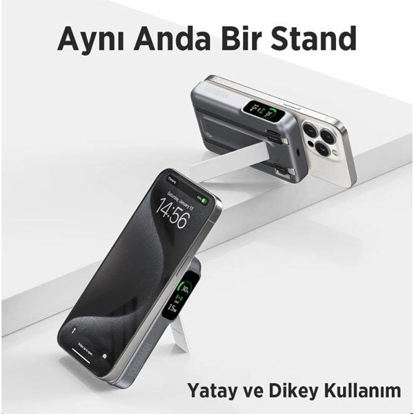BİX 10000mAh TPB16-GR 6'SI 1 ARADA OLED EKRANLI Gri KABLOSUZ POWERBANK
