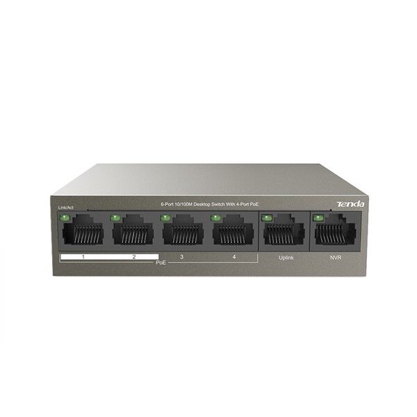 TENDA 5port PoE 63w 10/100 Yönetilemez Switch TEF1106P-4-63W