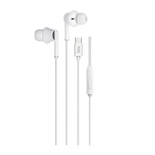 BİX HF01C-WE Type-C Beyaz 14MM EXTRA BASS KULAKİÇİ Mikrofonlu Kulaklık