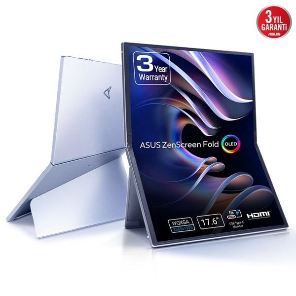 ASUS 17.3'' OLED ZEN SCREEN FOLD MQ17QH 0.2MS 60HZ mHDMI-TYPEC KATLANABİLİR TAŞINABİLİR MONİRTÖR 2560X1920
