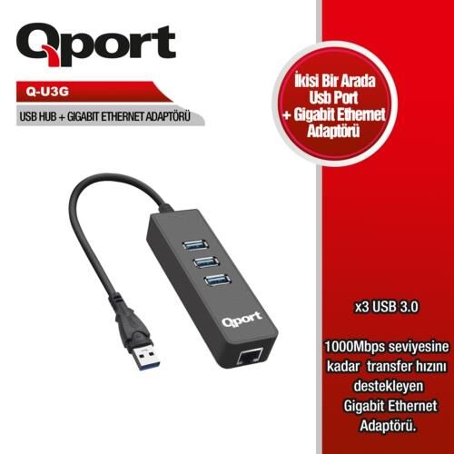 Qport Q-U3G USB 3.0 to Ethernet Dönüştürücü
