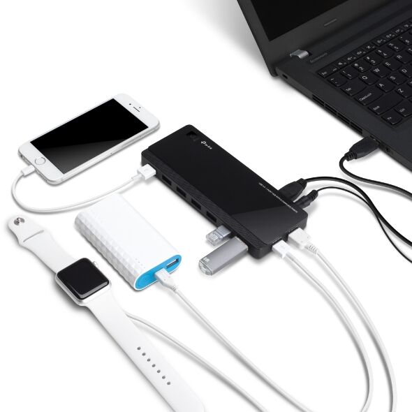 TP-LINK UH720 7port USB 3.0 Siyah USB Çoklayıcı Hub Adaptörlü