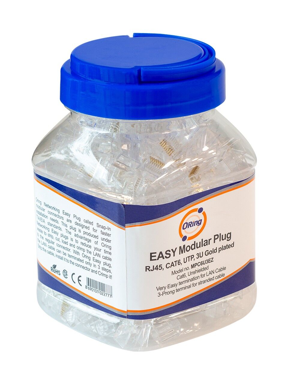 ORING CAT6 U/UTP RJ45 100'lü Kutu Modular Plug 3U''